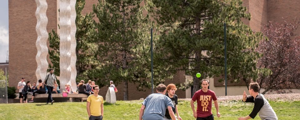 NAU students and friends playing games on campus