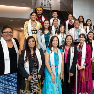 Indigenous students celebrating graduation
