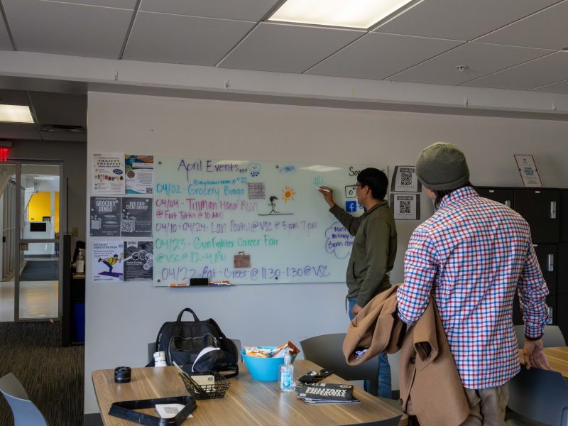 Students working together in the Veterans Success Center