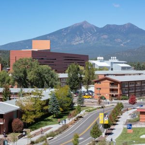 An aerial view of the N A U campus.