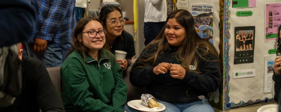 students sitting in the GEt Involved Lounge