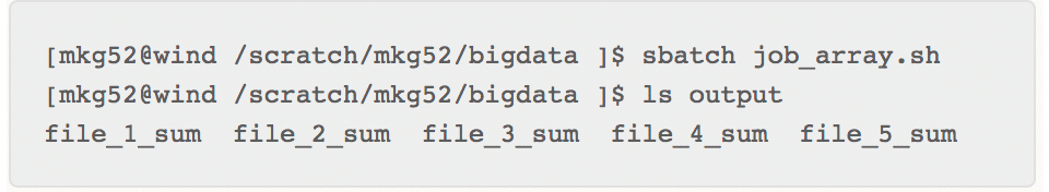 Job Array Output Snapshot