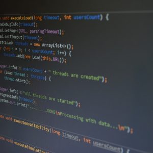 Programming code displayed on computer screen