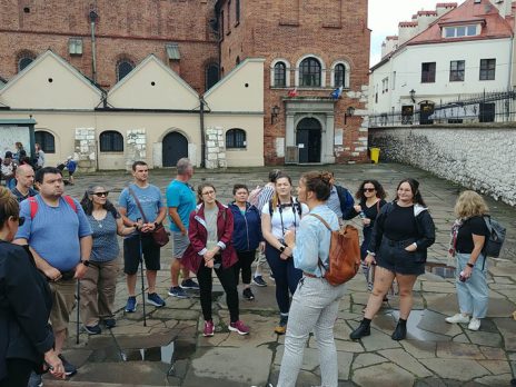 The Arizona teacher group in front of Krakow, Poland's oldest synagogue, today a museum.