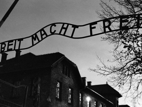 The main entrance at the former Nazi death camp of Auschwitz in Oswiecim, Poland, with the inscription, 'Arbeit Macht Frei', which translates into English as '"Work will set you Free",