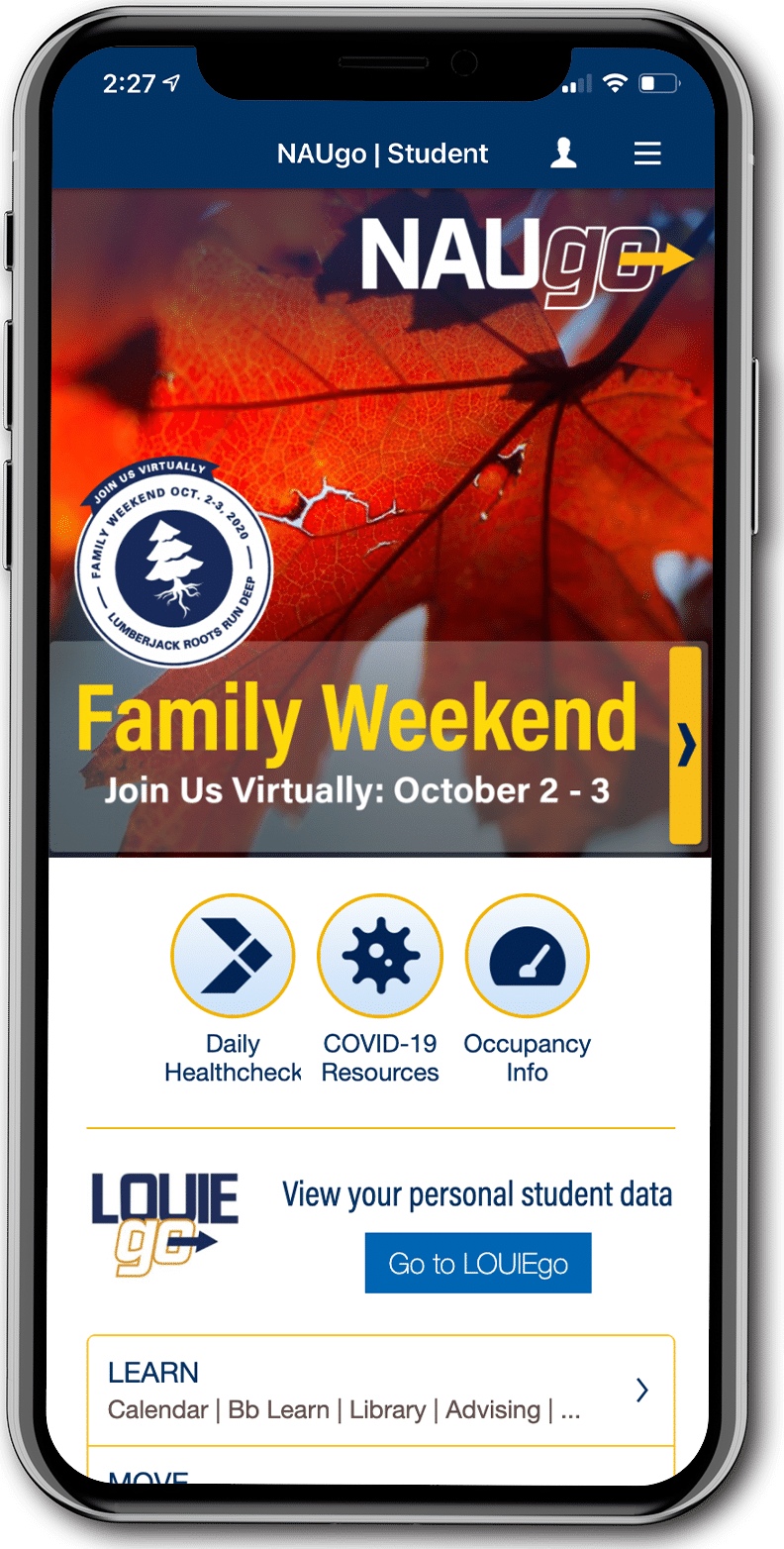 NAUgo with Family Weekend featured banner