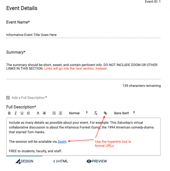 event details page example