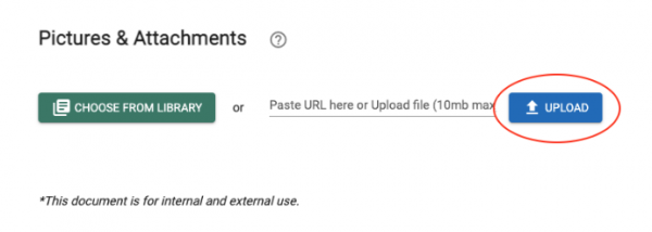upload pictures and attachments button