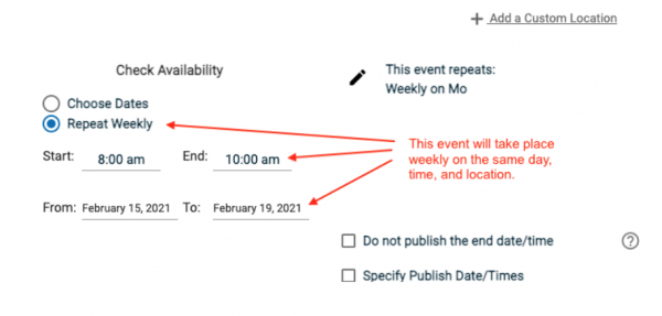 checking availability of time recurrences