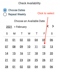 choosing an available date