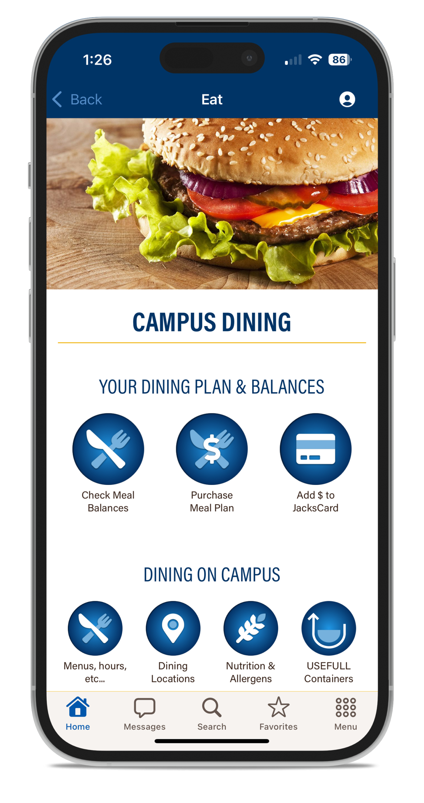 Campus Dining screen