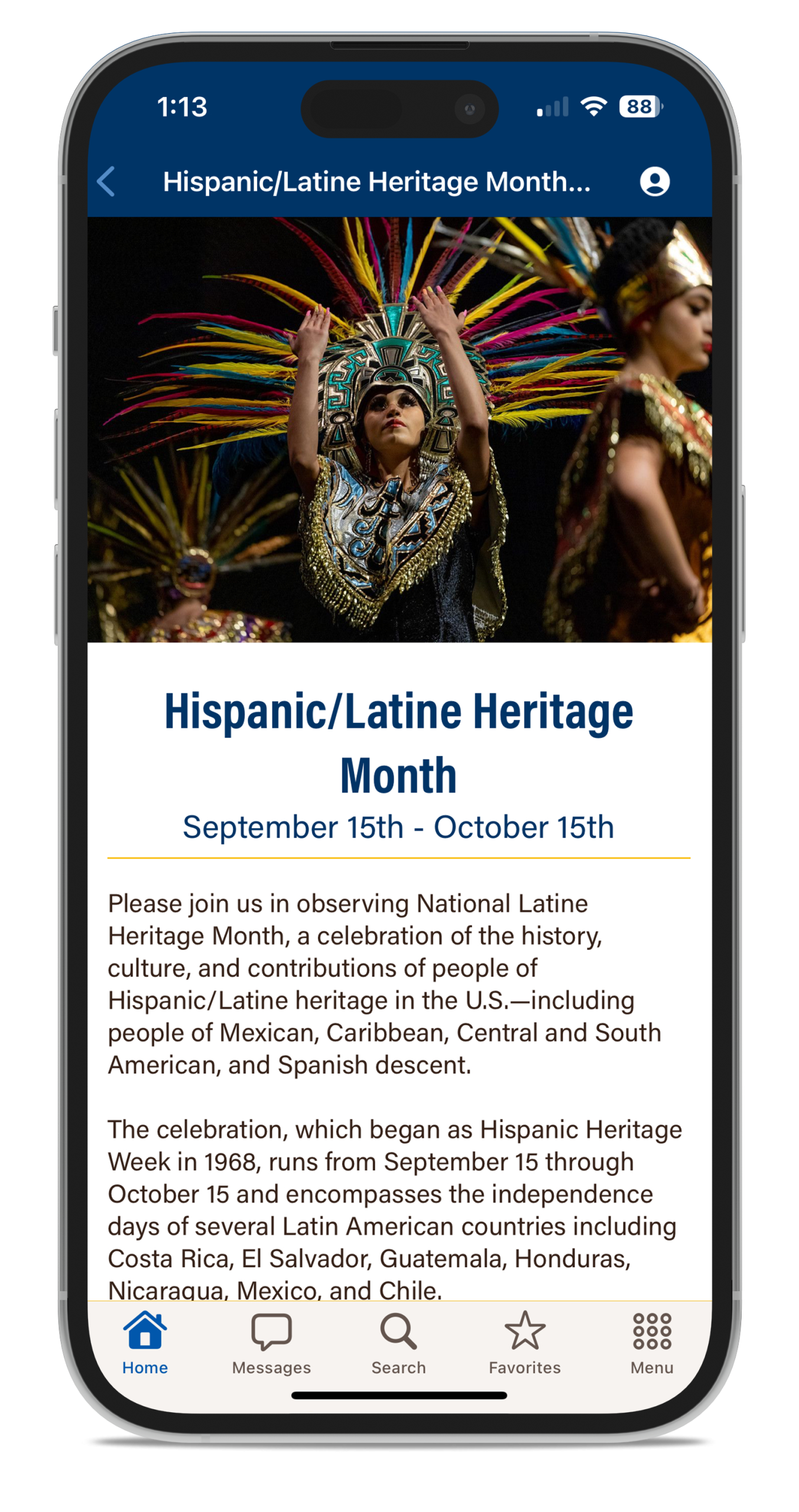 NAUgo with Hispanic/Latine Heritage Month featured screen