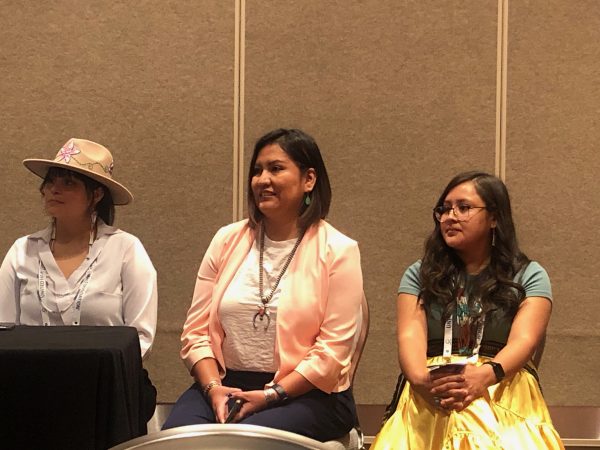 Melinda Smith, Carmenlita Chief, and Jennifer Hudson sitting for a Q&A panel at APHA