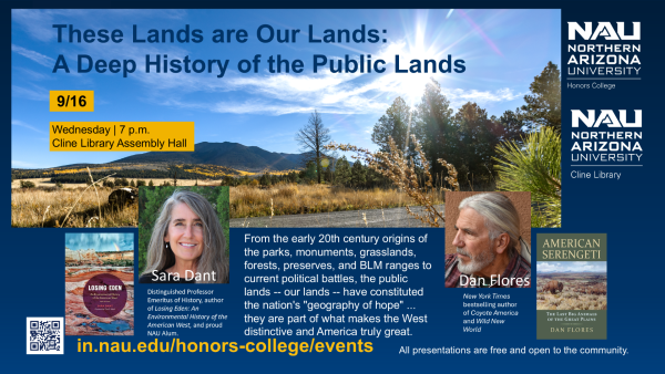 These Lands are Our Lands lecture at Cline Assembly Hall Wed 9/16 at 7pm. Honors Exploration credit
