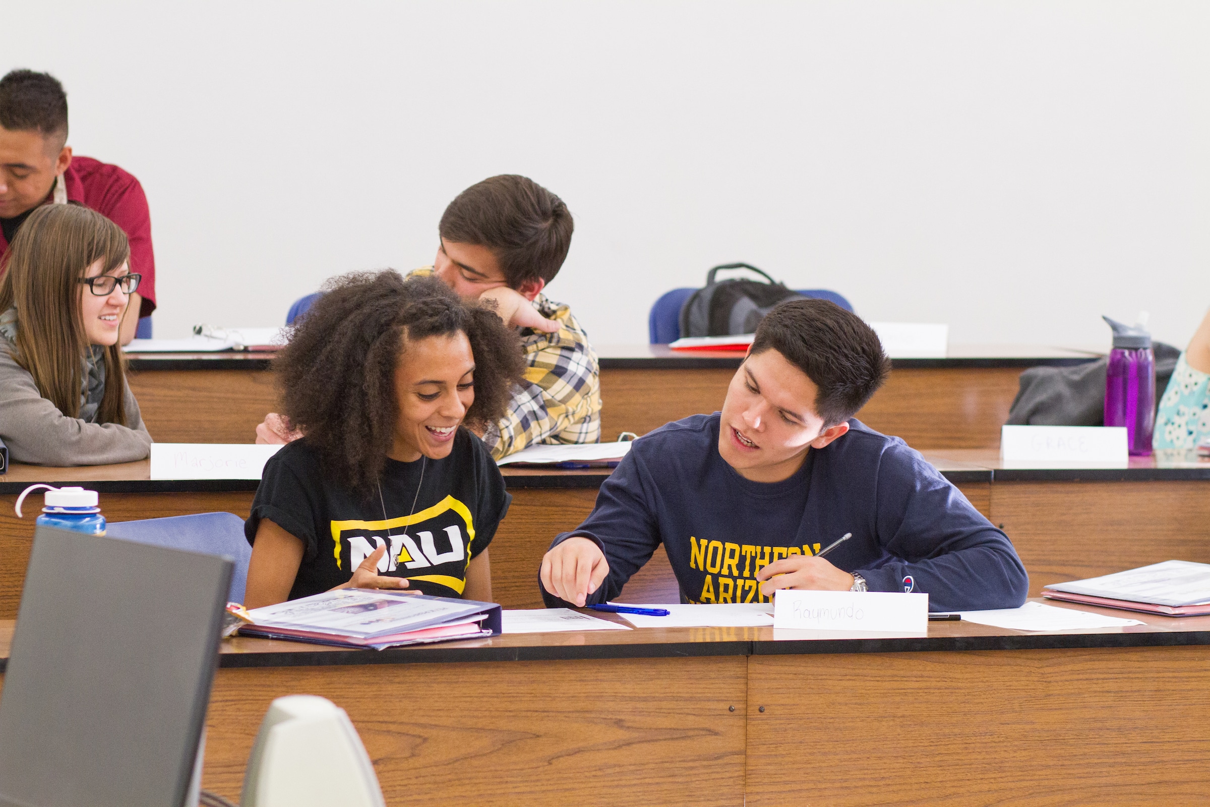 N A U students working together in class.