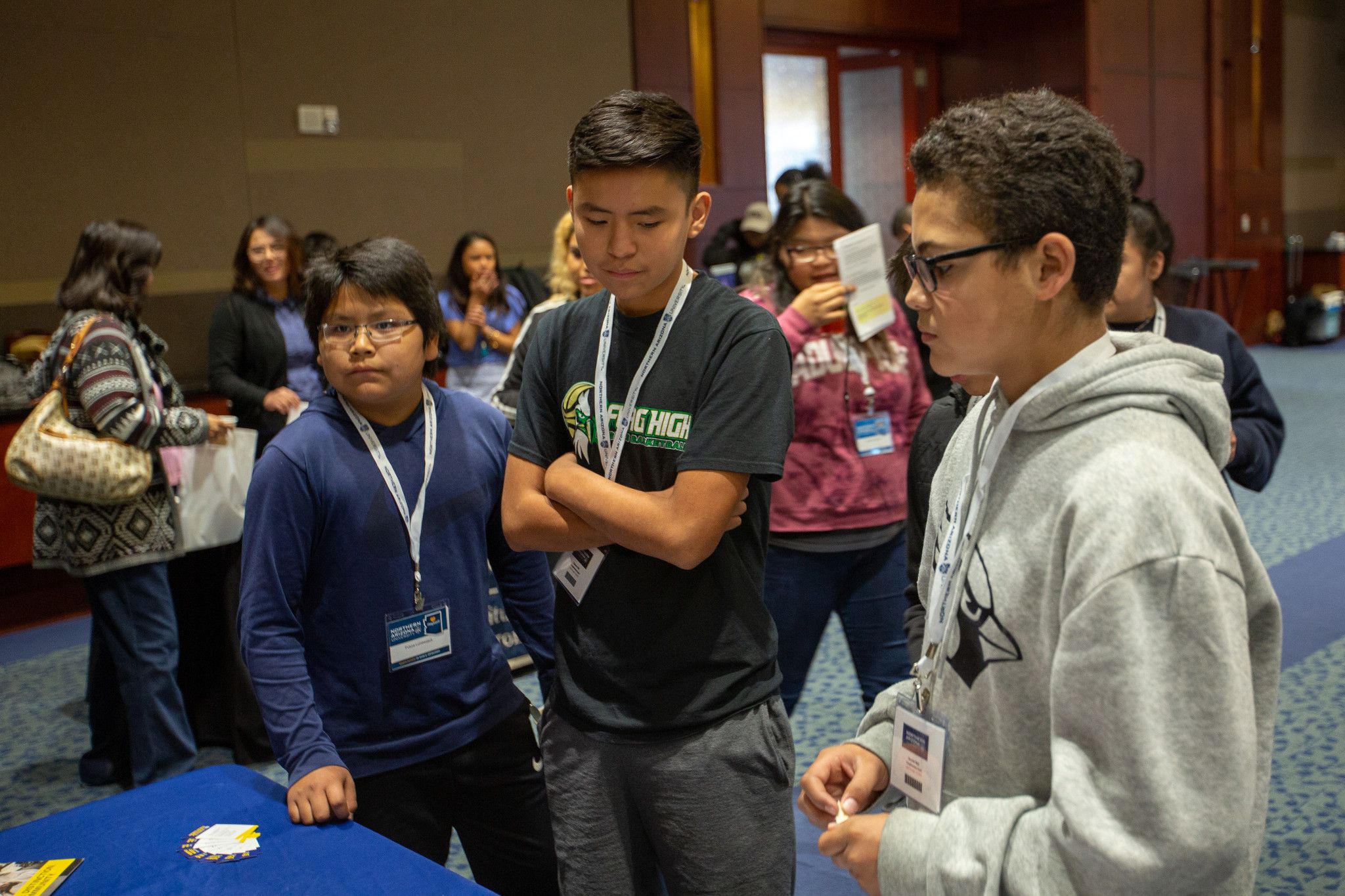 Group of young students attending Native American Visit Day.