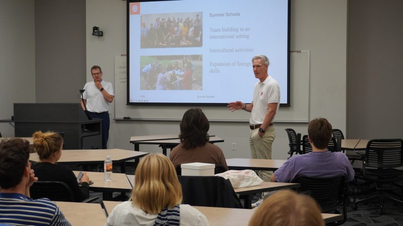 Representatives from Hochschule Biberach talk to NAU students