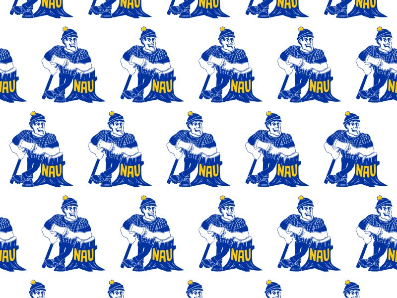 Louie the Lumberjack, Northern Arizona University's 1987 logo, showcased in the La Cuesta Collection by College Vault.