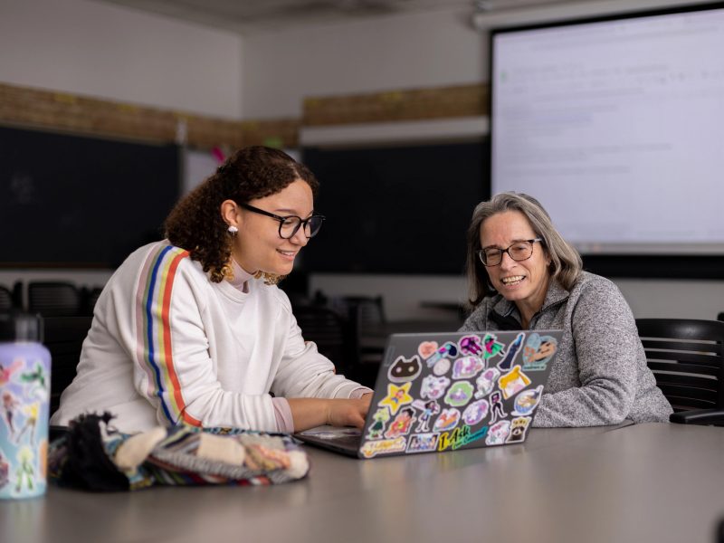 Student working with faculty.