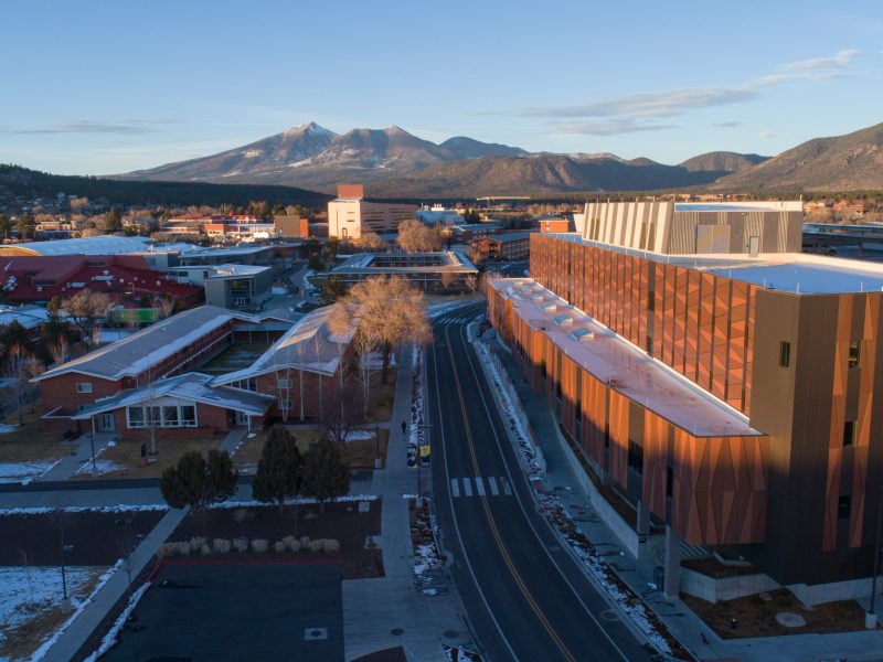 N A U on a snowy day.