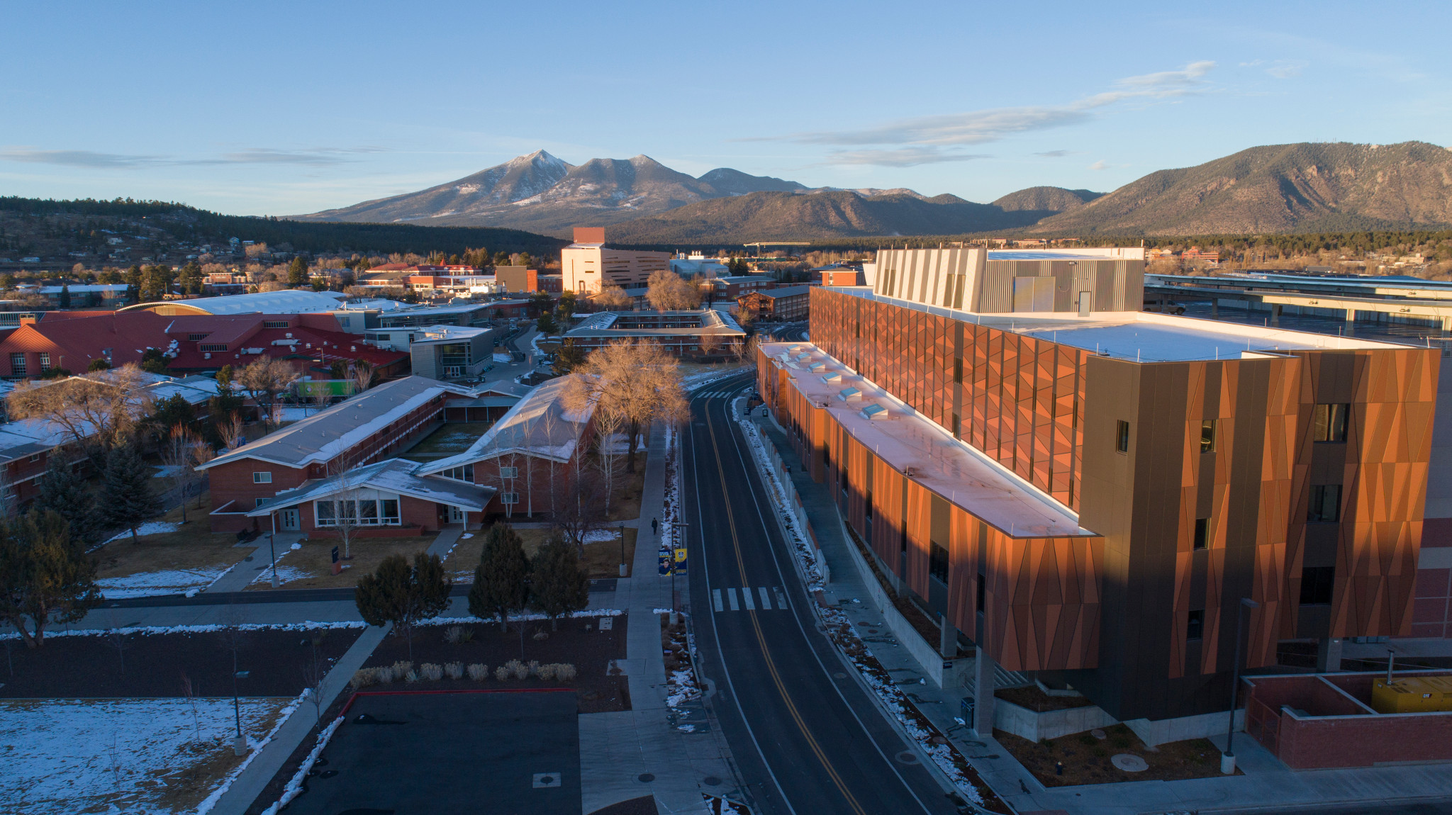 N A U on a snowy day.