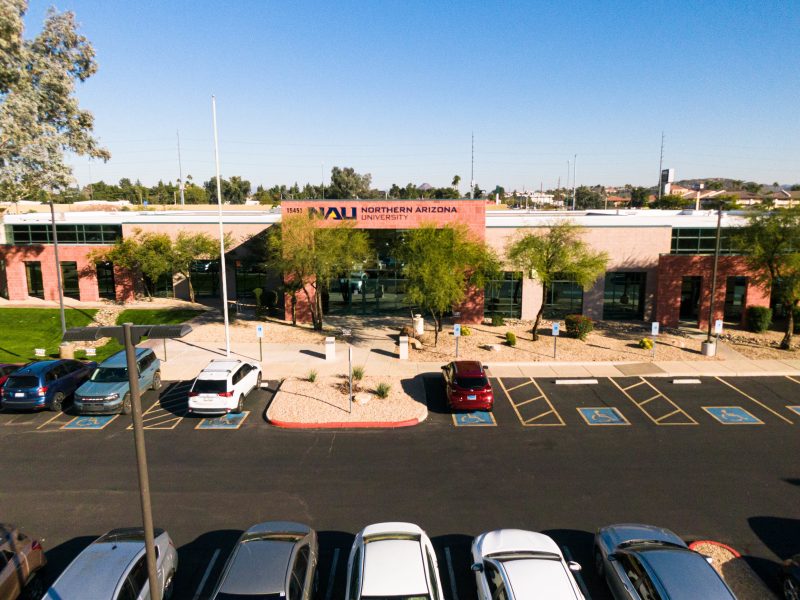 The main entrance of N A U's North Valley campus.