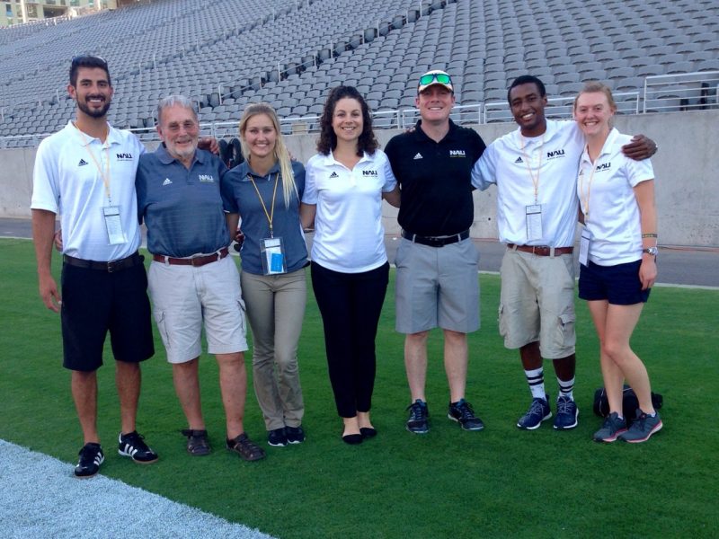Ryan Tiscareno, N A U Athletic Training graduate poses with fellow trainers.