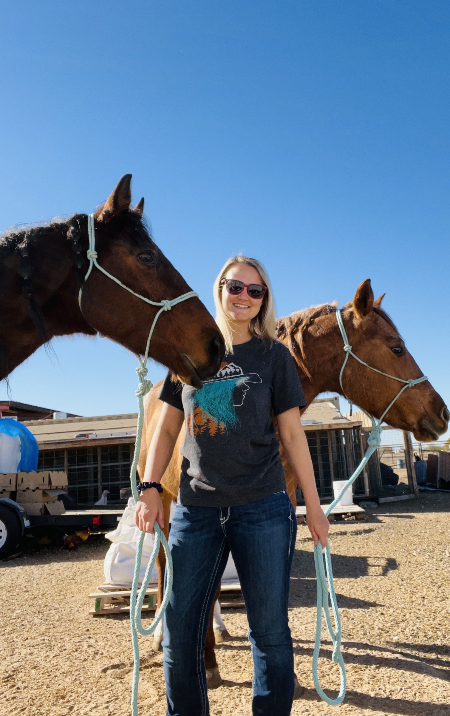 Dr. Jessica Hardy with horses.