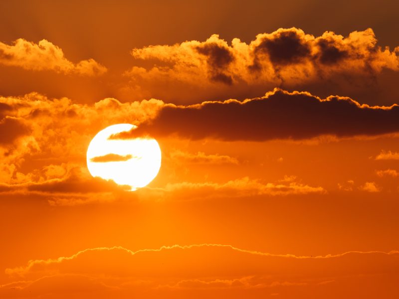 Hot evening sun.
