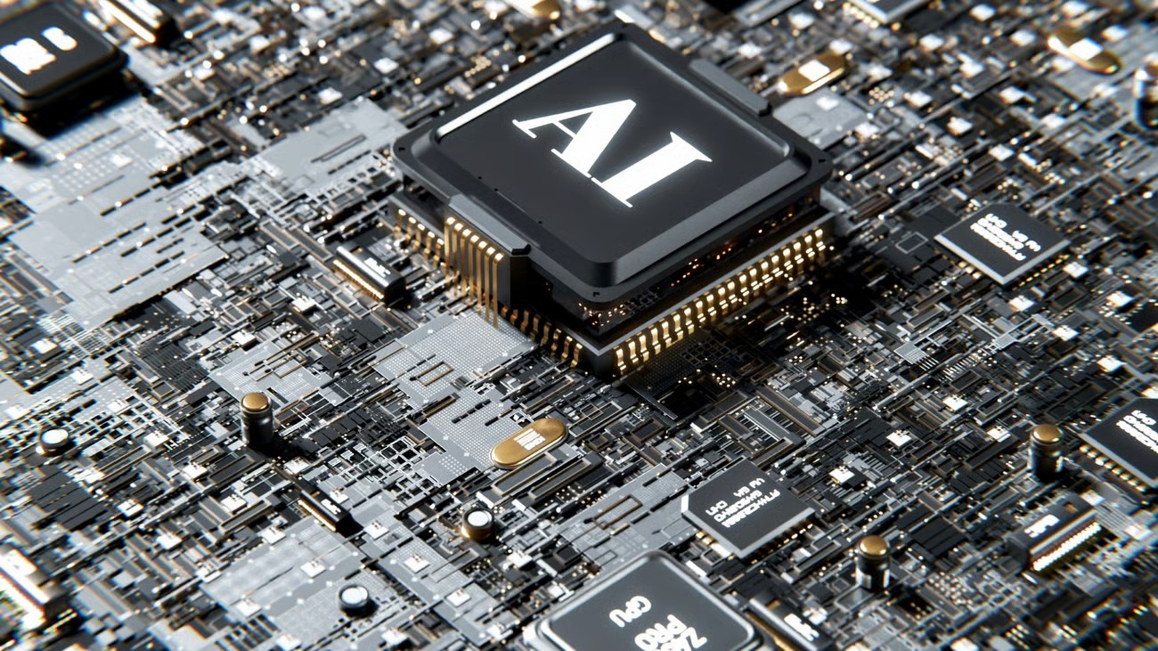 AI stock image of microchip.