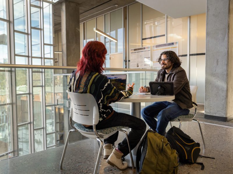 Students working in a study room.