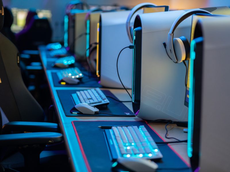 A row of high end computers.