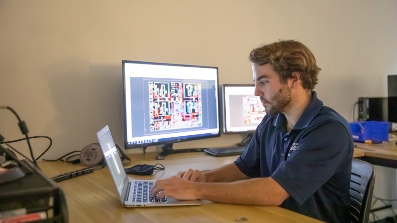 Student working on a computer.