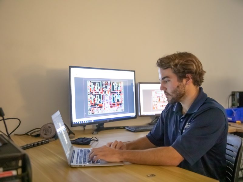 Student working on a computer.