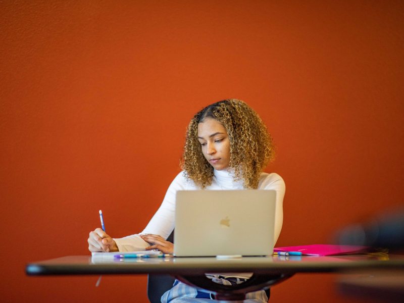 Person is working at a desk.