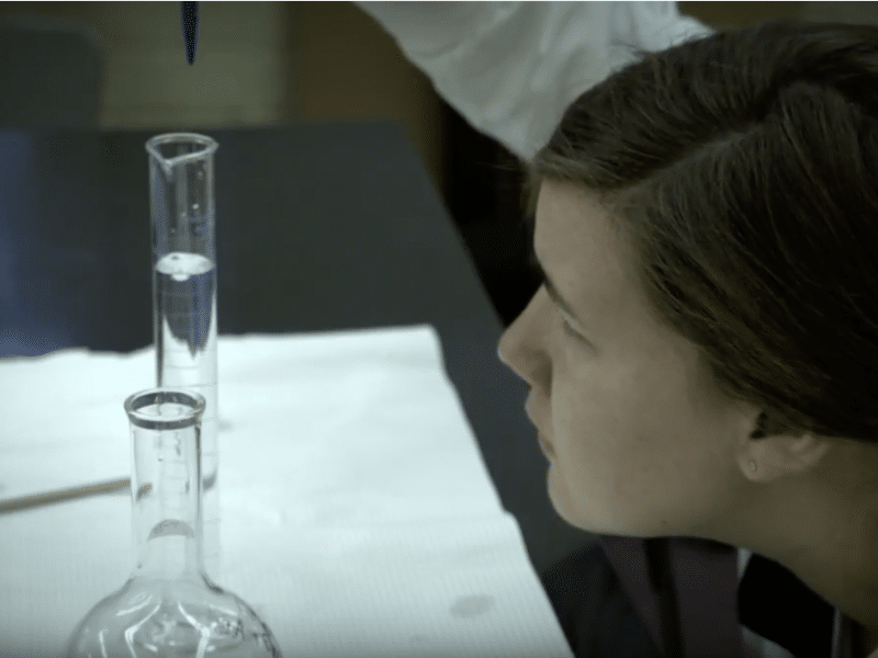 Taylor Lambrigger working on research project in forensic lab