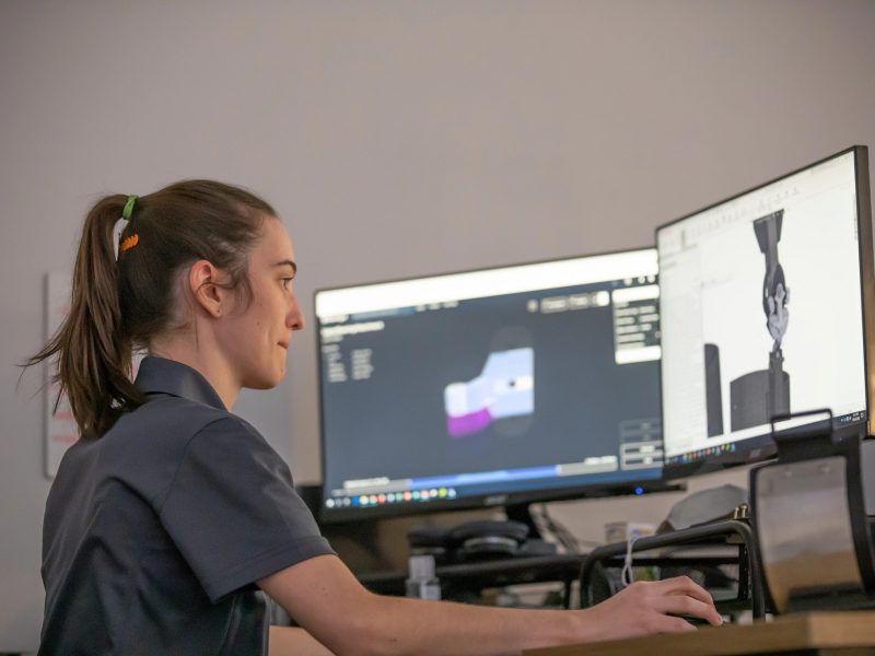Student working on a project in the Zachary Lerner Lab.
