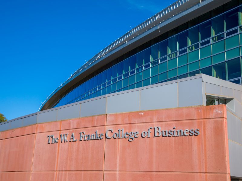 View of The W A Franke College of Business from the outside.
