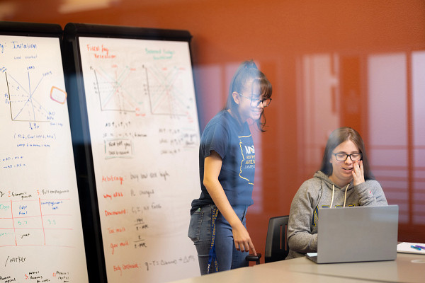 Students using a study room.