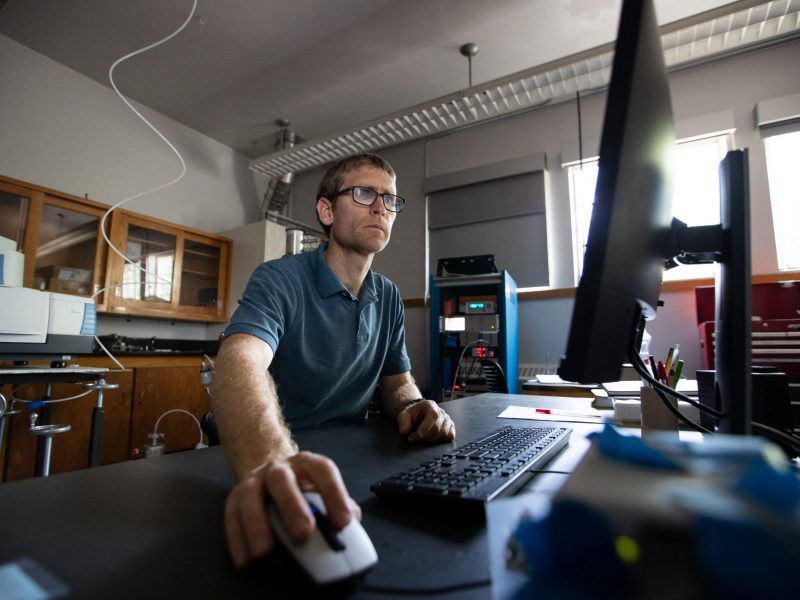 Man working on a computer.
