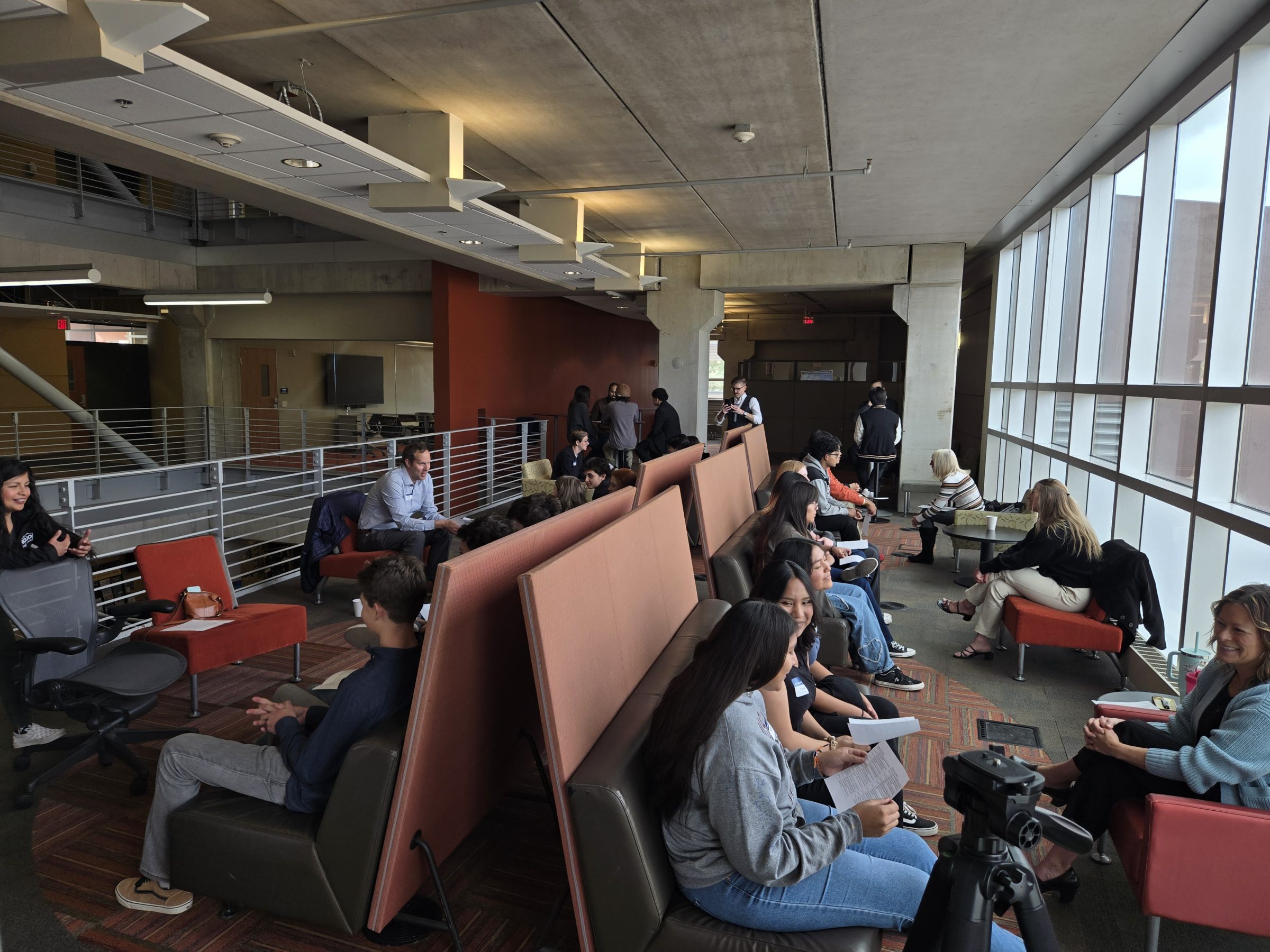 Students seated in FBC common area.