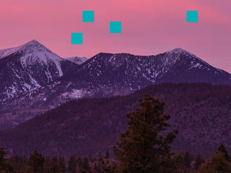 the Flagstaff peaks with some corn stalk graphics overlaid and the Center of American Indian Economic Development logo in the right corner