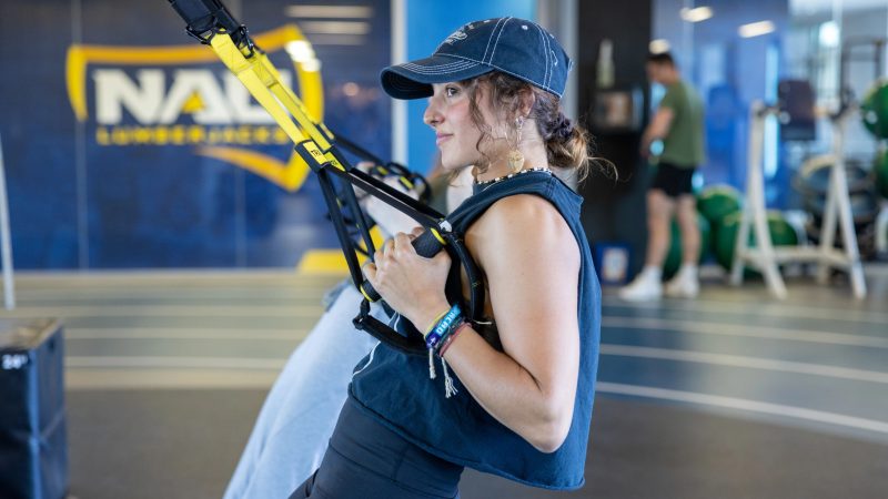 Student doing pull workout.