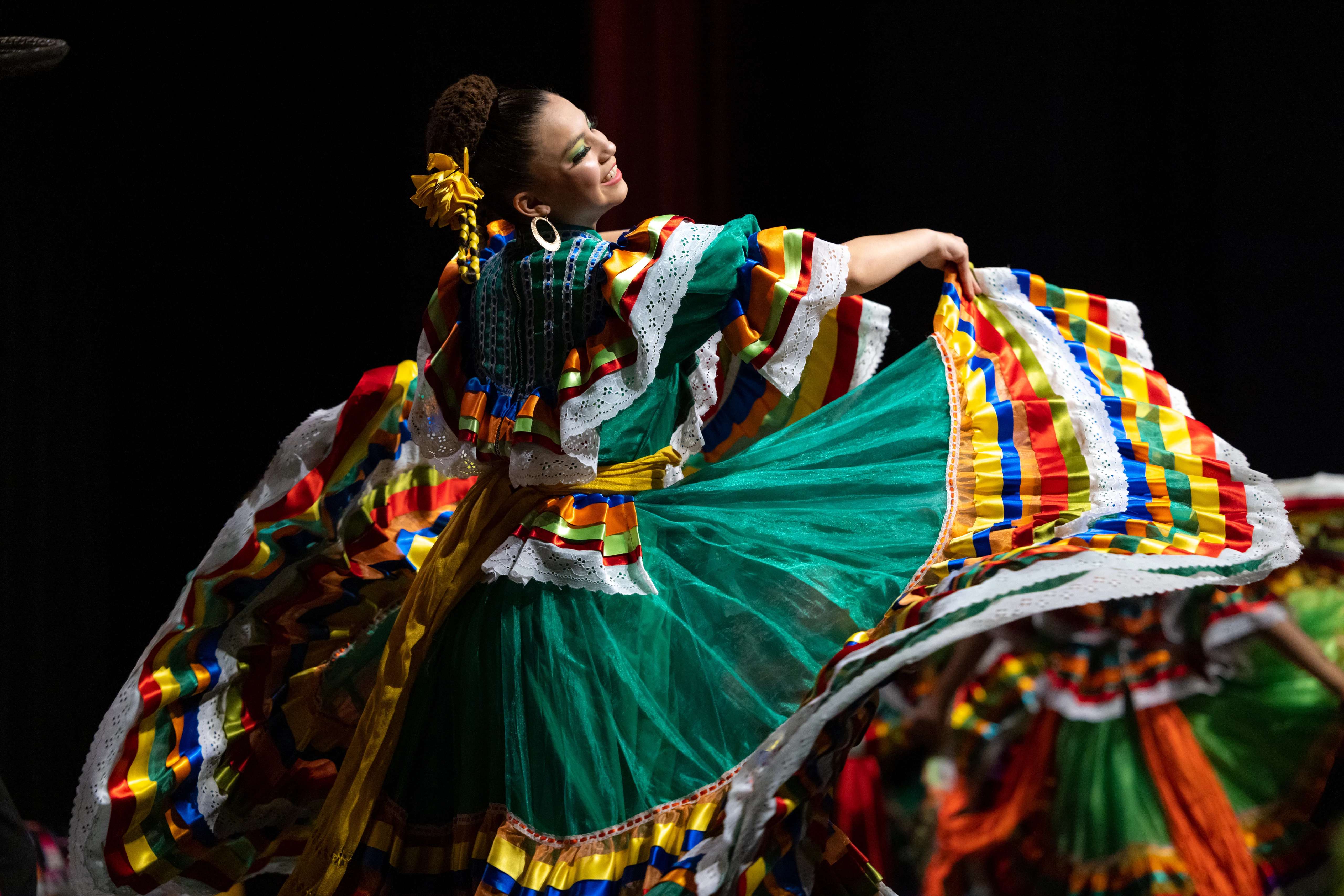 A student performs a dance at the Hispanic Convocation.