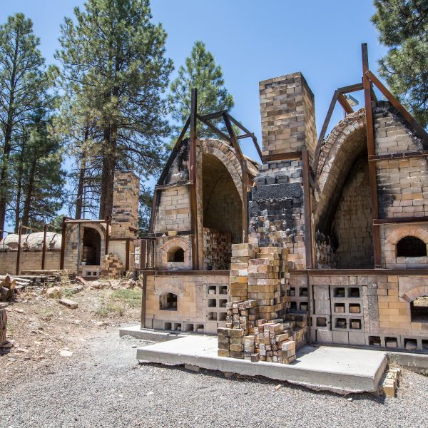 An outdoors view of a ceramics shop.