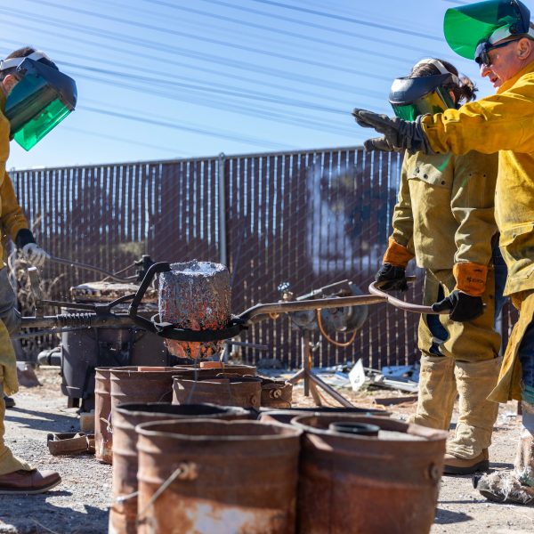 sculpture class iron pour