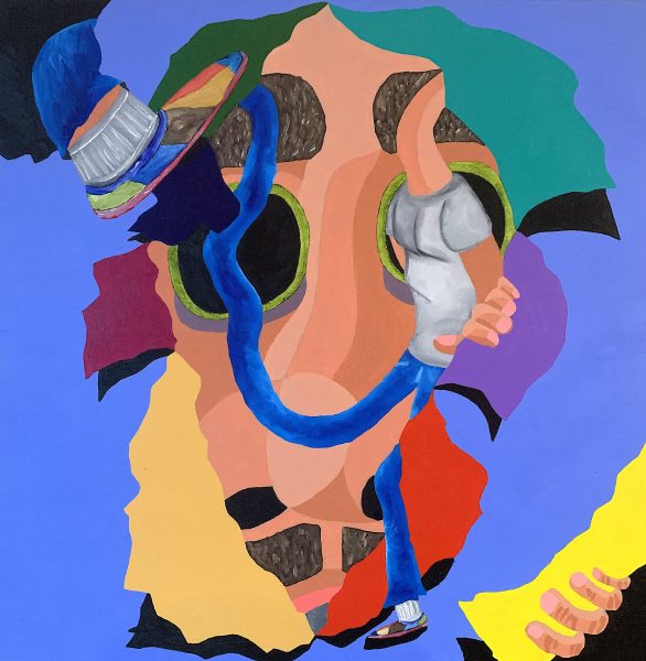 An abstract acrylic and oil painting titled "Tearing Through Reality."