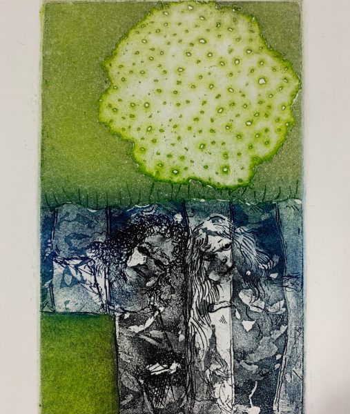 A color intaglio titled "Blister Moon."