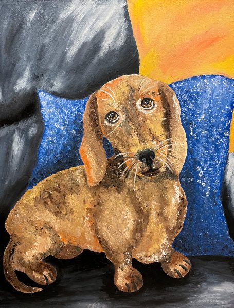 Painting of a dog.