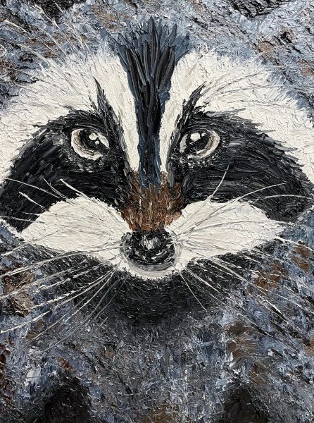 Painting of a raccoon.